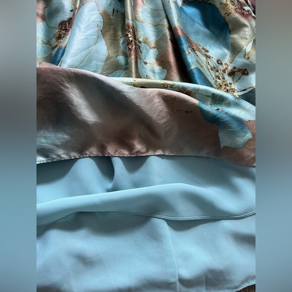 Adrianna Papell 100% Silk Halter Tie Dress Green Blue Brown Women's size 4 - Picture 8 of 11